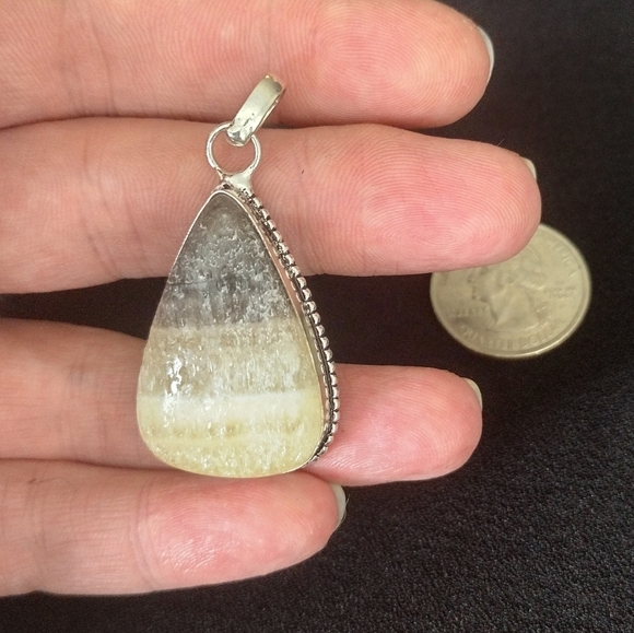 Silver and Stone Teardrop Pendant - Picture 1 of 10